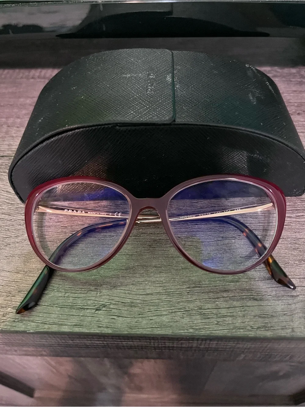 Prada Black Textured Eyewear Clamshell Case